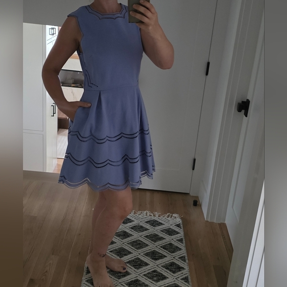 Ted Baker Cammey Scalloped Skater Dress Women's Blue Size 3 - Picture 6 of 8